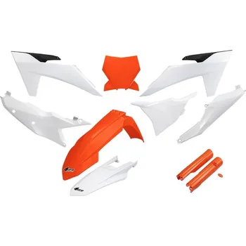 UFO sada plastů a kryty tlumičů KTM SX 125 / 250 / 300 TBI '23-'24, SX-F 250 / 350 / 450 '23-'24 (bílá/oranžová)