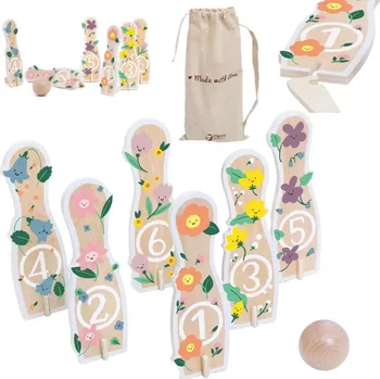 Dětské zboží Dřevěné kuželky pro děti 6 ks s míčkem CLASSIC WORLD