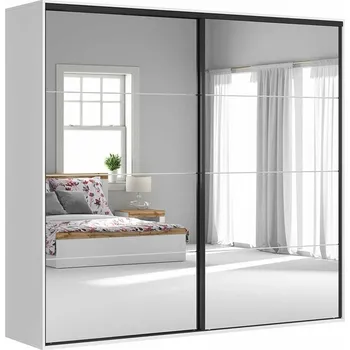 Šatní skříň Black Red White Flex 94 (bílá + šedá) (se zrcadlem)