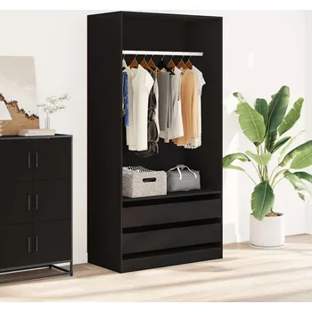 Organizace kuchyně zahrada-XL Šatní skříň černá 100 x 50 x 200 cm kompozitní dřevo 800604