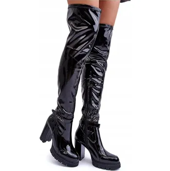 Dámská obuv Kozačky nad na vysokém podpatku Kytia černé