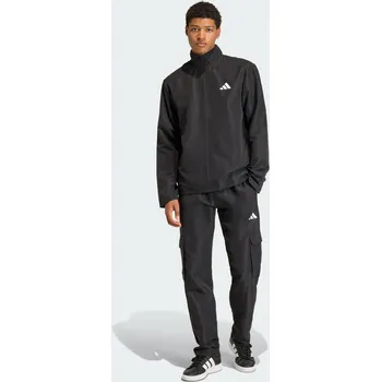 ADIDAS Sportovní tkaná cargo tepláková souprava S ČERNÁ