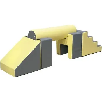 Ruční pumpa SOFTEE SOFTEE sada č.5 60 cm – schody, 2 sedadla, válec, rampa ZELENÁ|ŠEDÁ|ŽLUTÁ