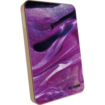 Powerbanka Picasee Powerbanka s MagSafe 5 000 mAh Zlatá - Purple glitter