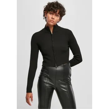 Dámský svetr Ladies Cropped Rib Knit Zip Cardigan - black XXL