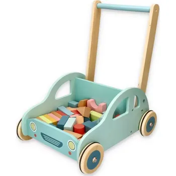 Dětské chodítko Dřevěné chodítko s kostkami LELIN – autíčko