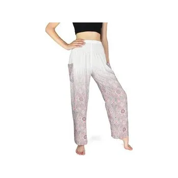 Dámské kalhoty Kalhoty jóga ARTHIT, bílé, červený dekor L