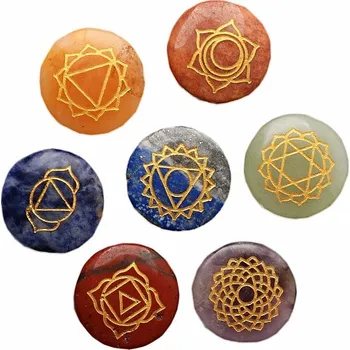 Čakrová sada kamenů se symboly čaker v sáčku Bohyně Čakrová Bohyně