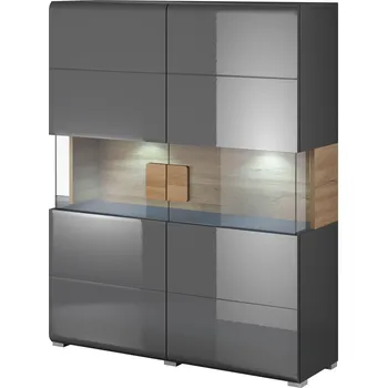 Vinotéka MOB Tamie Typ 42 (tmavě šedá + dub)