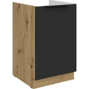 Kuchyňská skříňka Dolní dřezová skříňka LUNARA - šířka 50 cm, černá / dub artisan