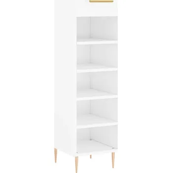 Botník Botník s 1 zásuvkou a 5 policemi, bílý lesk, 30x35x105 cm