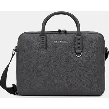 Kabelka Kožená taška na notebook Tommy Hilfiger AM0AM14072 šedá 90Y, vel. ONE SIZE