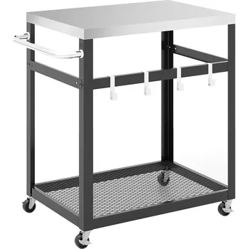Servírovací stolek Grilovací vozík z nerezové oceli se 2 policemi