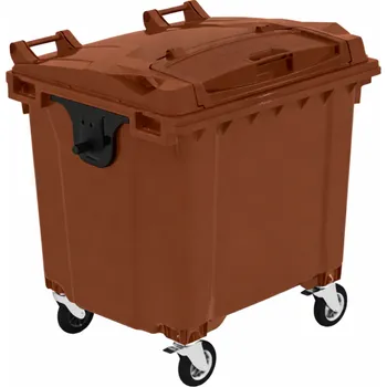 Popelnice Plastik Gogić Plastový kontejner 1 100 l hnědý ploché víko