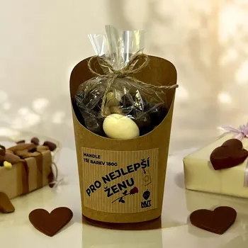 Nutworld.cz Mandle TŘÍBAREVNÉ v celofánku a kelímku 180g - Pro NEJLEPŠÍ ŽENU