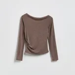 Reserved - Tričko s dlouhými rukávy a vysokým podílem viskózy - hnědá - 329JX-88M - 329JX-88M-XL