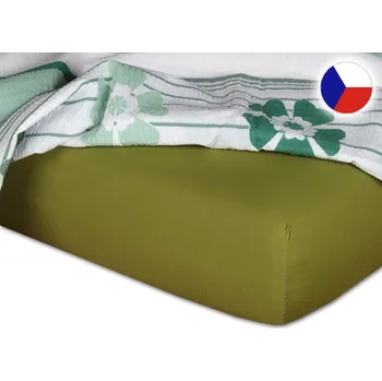 Bytový textil Jersey prostěradlo 160x200x20 EXCLUSIVE olivové