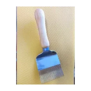 Odvíčkovací vidlička 21 jehel lomená s dřevěnou rukojetí (Odvíčkovací vidlička lomená)