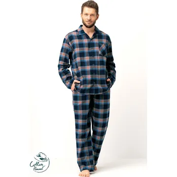 Pánské pyžamo Pánské pyžamo Key MNS 431 B25 délka/r 3XL-4XL na zip tmavě modrá 4XL