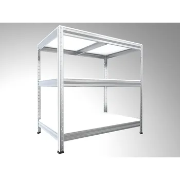 Dílenský regál Kovový regál do technické místnosti Biedrax 35 x 75 x 120 cm, pozinkovaný - 3 police bílé lamino 12mm