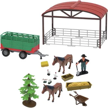 FARM SERVICE - Hrací set farma s traktorem a valníkem 16 ks se světly a zvuky