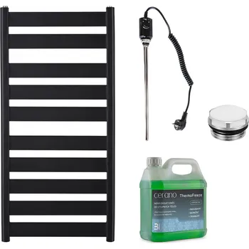 Radiátor CERANO - Koupelnový elektrický radiátorový set Marco - 600W - černá matná - 1125x550 mm