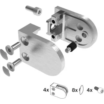 Hahn Steel Držák skla 63x45mm pro plochý podklad, model 22 – SET 4 ks, nerez AISI 316, LESK