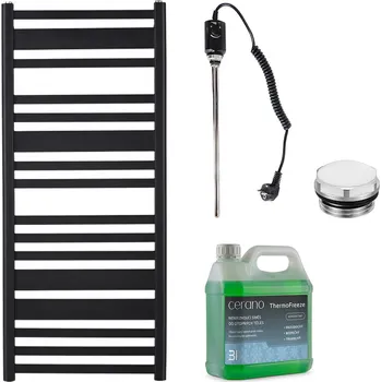 Radiátor CERANO - Koupelnový elektrický radiátorový set Enrico - 600W - černá matná - 1210x550 mm