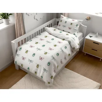Bytový textil Bavlněné povlečení do postýlky TINY WINGS bílé Rozměr povlečení: 45 x 65 cm | 90 x 135 cm, polštář 45 x 65 cm, peřinka 90 x 135 cm, gramáž
