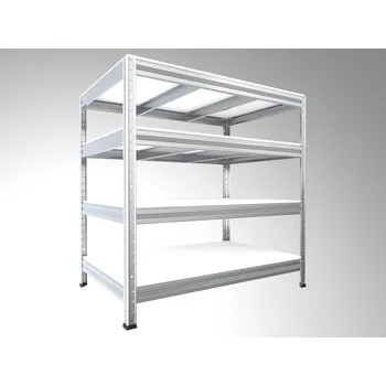 Dílenský regál Kovový regál Biedrax 45 x 120 x 120 cm, pozinkovaný - 4 police bílé lamino 12mm