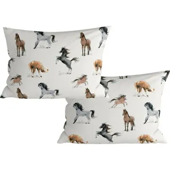 Povlak na polštářek Sada 2 ks dekoračních povlaků na polštář HORSE DREAM 40x60 cm, bílá