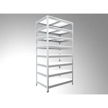 Dílenský regál Kovový regál Biedrax 60 x 75 x 210 cm, pozinkovaný - 8 polic bílé lamino 12mm