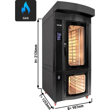 Pec na pizzu G.Gastro Otočná pekárenská horkovzdušná plynová trouba - černá - Touch - 10 x EN 60x40 - vč. kynárny a systému mytí