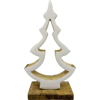 Dekorace dřevo 117x58x220mm,stromek na postavení , přírodní, bílá 163 gram