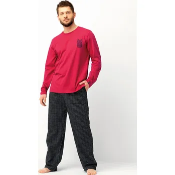 Pánské pyžamo Pánské pyžamo Key MNS 471 B25 délka/r M-2XL kaštanově-černá XL