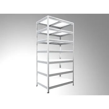 regál Kovový regál do domácnosti Biedrax 50 x 60 x 240 cm, pozinkovaný - 7 polic bílé lamino 12mm