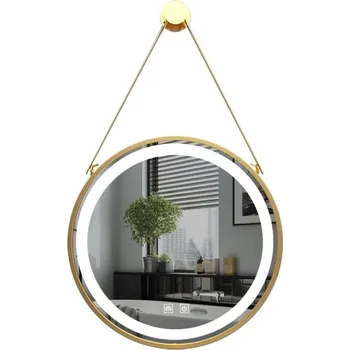 Zrcadlo IREDA Koupelnové LED zrcadlo s osvětlením, zlatý rám, 60 cm