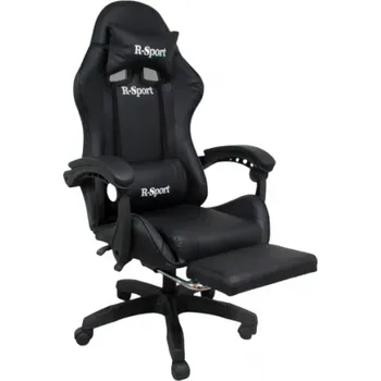 Herní křeslo K4 R-Sport ČERNÉ s podnožkou + masážní funkcí