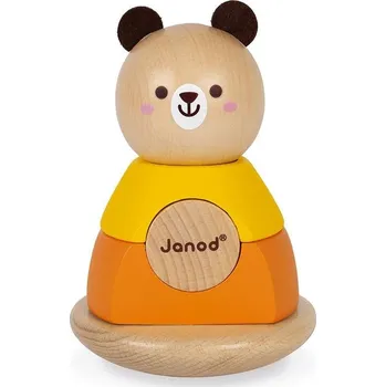Dřevěná hračka Janod Medvídek Roly-Poly houpací skládačka
