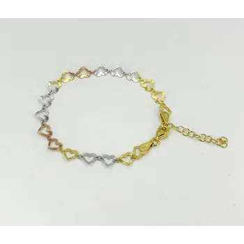 Náramek Mýl Stříbrný náramek pozlacená srdíčka 3131720001 Délka náramku: 17+3cm