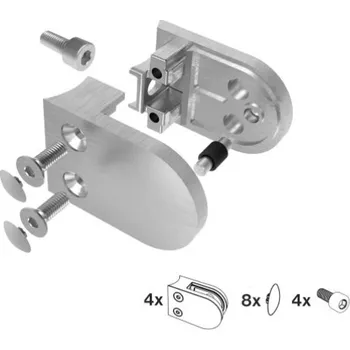 Hahn Steel Držák skla 63x45mm pro sloupek O42,4 mm, model 22 – SET 4 ks, nerez AISI 316, LESK