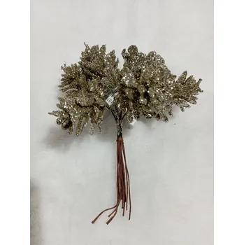 Dekorace - vánoční přízdoba - šiška glitter Barva: šampaň