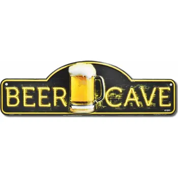 Plechová cedule D.E. metal signs Plechová cedule Beer Cave 46 cm x 14 cm