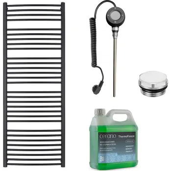 Radiátor CERANO - Koupelnový elektrický radiátorový set Stefano - WIFI - 900W - černá matná - 1710x650 mm