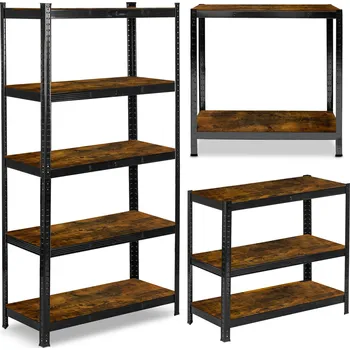 Dílenský regál Kovový skladový regál 180 x 90 x 40 cm Humberg HR-852 černý