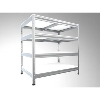 Dílenský regál Kovový regál do dílny Biedrax 45 x 90 x 120 cm, pozinkovaný - 4 police bílé lamino 12mm