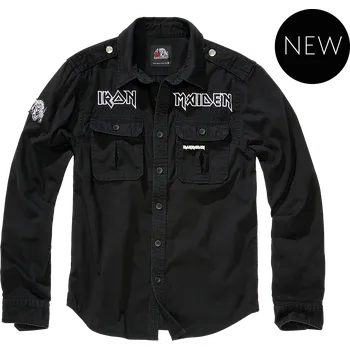 Pánská košile BRANDIT košile Iron Maiden Vintage Shirt long sleeve Eddy černá Velikost: XXL
