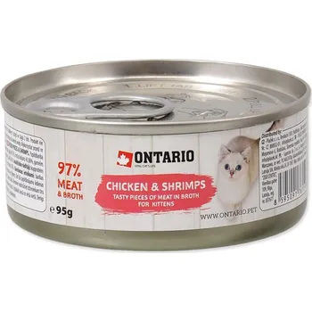 Krmivo pro kočku Konzerva Ontario Cat 95g Provedení: Kitten kuřecí kousky s krevetami