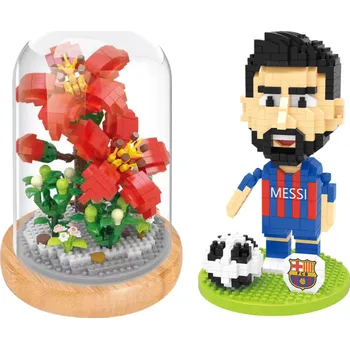 ostatní stavebnice Wise Hawk Valentýnský set - Kvetoucí bavlník a Lionel Messi