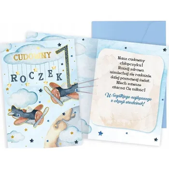 Obraz Přání PR-427 Narozeniny 1 (první narozeniny, číslice, letadlo)